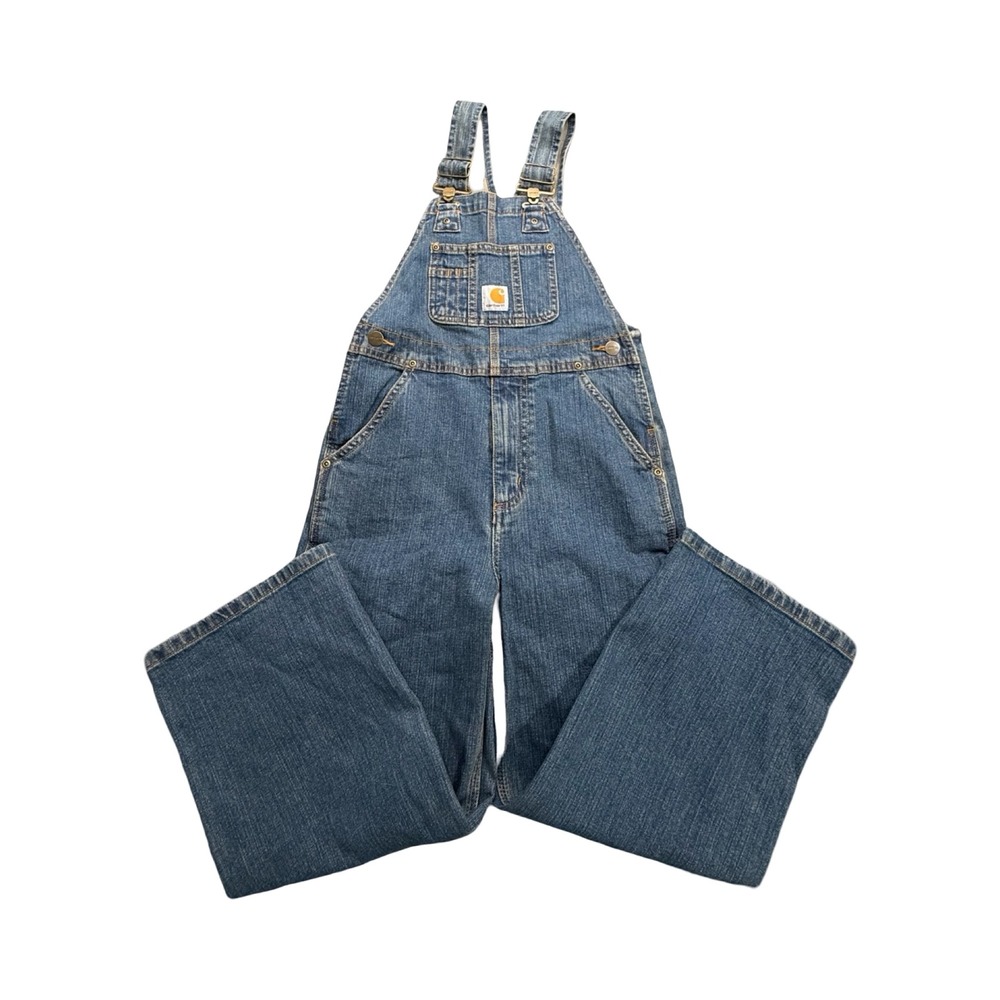Carhartt Overalls Kids 6 Blue Denim Bib Dungarees Cotton Stretch Western